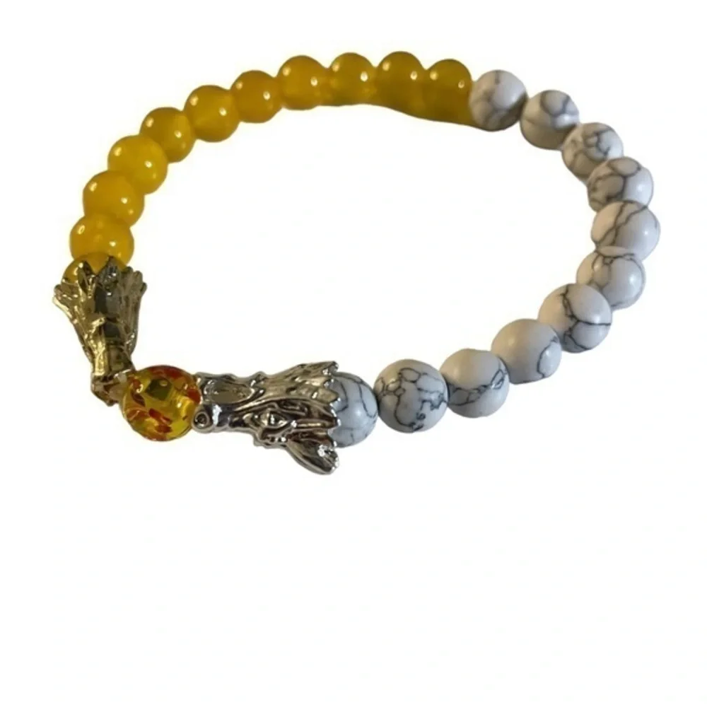 Beautiful Dragon Bracelet with White Turquoise and Citrine‎ 7in / 22cm